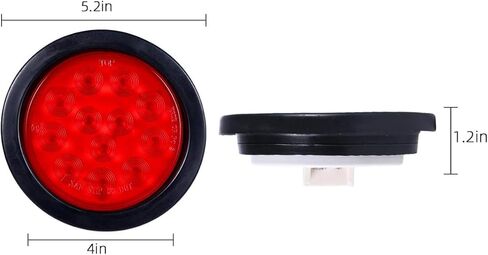 4" Round Led Tail Lights, 16Pcs 4 Inch Round Led Trailer Tail Lights Red 12 LED Waterproof 4" Brake Stop Turn Tail Lights Sealed Flush Grommet Mount w/ 3 Prong Trailer Wire Pigtails in Kuwait