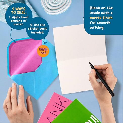 مجموعة بطاقات شكر للأطفال - 50 سمكًا، 6 × 4 في ملاحظات شكر فارغة مع مغلفات وملصقات - تصميمات ممتعة وملونة للأولاد والبنات، والمعلمين، وأعياد الميلاد، والحفلات، والشركات الصغيرة in Kuwait