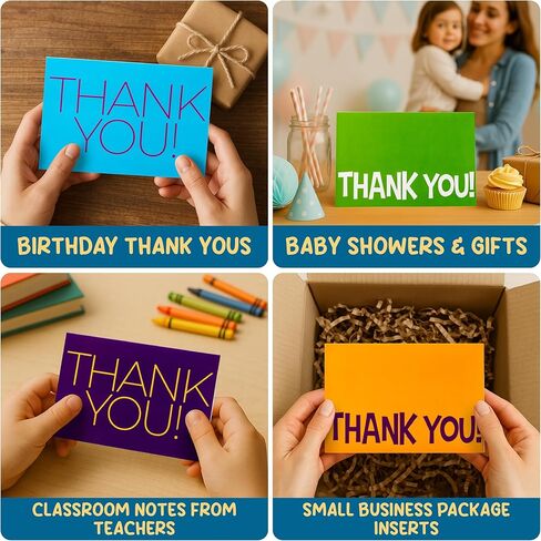مجموعة بطاقات شكر للأطفال - 50 سمكًا، 6 × 4 في ملاحظات شكر فارغة مع مغلفات وملصقات - تصميمات ممتعة وملونة للأولاد والبنات، والمعلمين، وأعياد الميلاد، والحفلات، والشركات الصغيرة in Kuwait