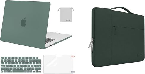حافظة MOSISO متوافقة مع جهاز MacBook Air 15 بوصة إصدار 2023 شريحة A2941 M2، هيكل صلب من البلاستيك وحقيبة متعددة الوظائف وحقيبة وغطاء لوحة المفاتيح وواقي شاشة وحقيبة تخزين، أخضر زمردي in Saudi Arabia