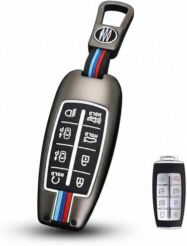 for Genesis Key Fob Cover Metal Remote Key Case Compatible for G80 GV80 GV70 G70 G90 Key Fob Holder Protector Shell (GNA6-Gray) in Kuwait