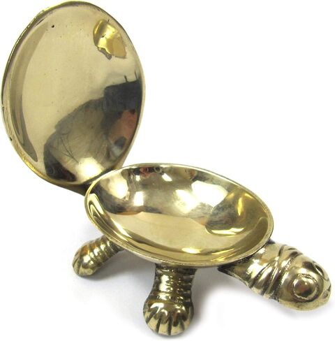 BR 23073X-VC Shalimar's Solid BrasTurtle Box/Jewelry Organizer Tray Hand-Painted Animal Figurine Collectible, Medium, Yellow in Saudi Arabia