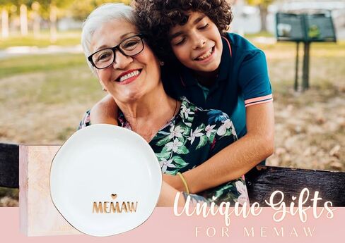 InnoBeta Memaw Gifs للجدة، صينية مجوهرات من السيراميك طبق حلية مزخرف للخواتم والأقراط والقلائد ومفاتيح السوار، هدايا لعيد الميلاد، عيد الأم، عيد الميلاد - 4.75 بوصة in Saudi Arabia