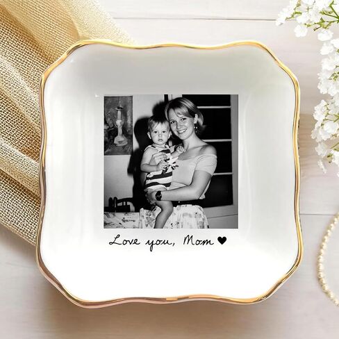 Chillever Custom Photo Mom Ring Trinket Dish, Personalized Mother Jewelry Dish, Photo Jewelry Storage, Personalized Mama Gifts, Gift for Mama, Gift for New Mom, Christmas Mothers Day Gifts 01 in Saudi Arabia