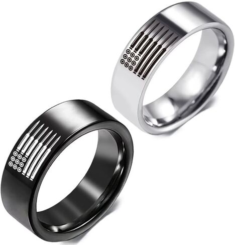 2PCS 8mm Stainless Steel Rings Set for Men & Women, Bullet-Shaped American Flag Band for Wedding, Promise, Anniversary, Patriotic Size 6-13 in Saudi Arabia