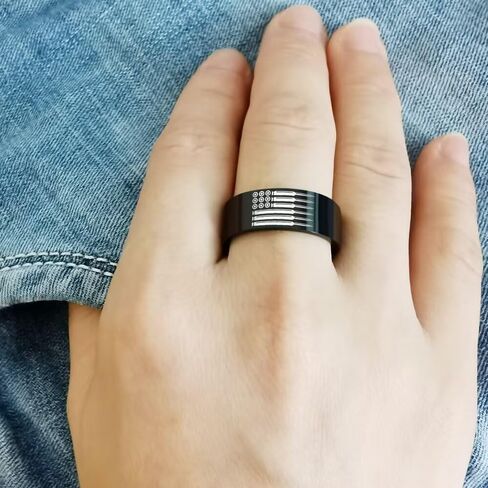 2PCS 8mm Stainless Steel Rings Set for Men & Women, Bullet-Shaped American Flag Band for Wedding, Promise, Anniversary, Patriotic Size 6-13 in Saudi Arabia