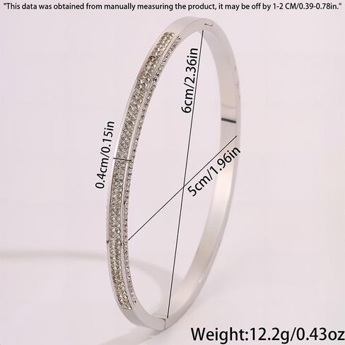 Triple-Row Mud Diamond Cuff for Women – Silver-Plated Stainless Steel Bangle in Saudi Arabia