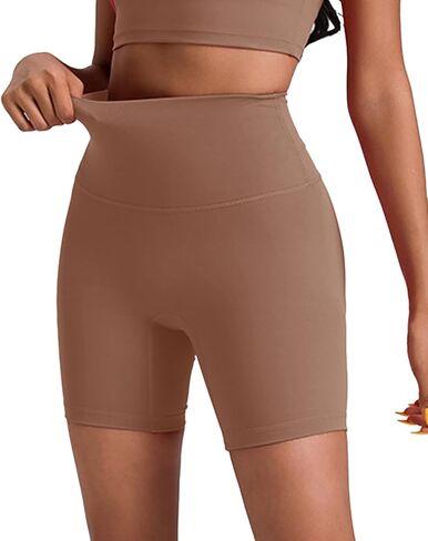 Womens Naked Feeling Biker Shorts 4 Inches High Waist Yoga Workout Running Gym Tummy Control Booty Shorts in Saudi Arabia