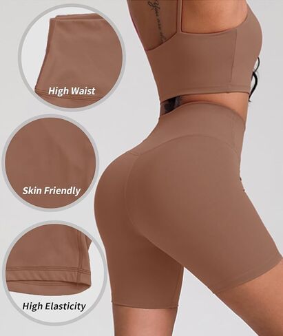 Womens Naked Feeling Biker Shorts 4 Inches High Waist Yoga Workout Running Gym Tummy Control Booty Shorts in Saudi Arabia
