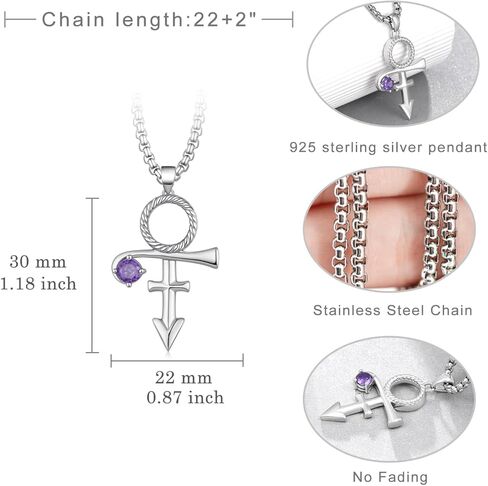 Prince Necklace 925 Sterling Silver Prince Symbol Jewelry Gifts for Women Music Fans Prince Souvenir Accessories in Saudi Arabia