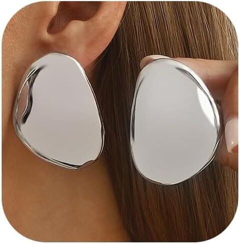 Chunky Statement Earrings for Women Exaggerated Big Gold Round Square Drop Dangle Earrings Minimalist Earrings Jewelry in Saudi Arabia