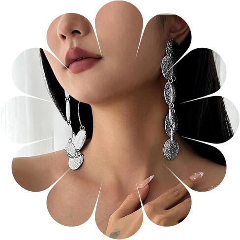 Chunky Statement Earrings for Women Exaggerated Big Gold Round Square Drop Dangle Earrings Minimalist Earrings Jewelry in Saudi Arabia