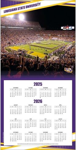 تقويم حائط NCAA LSU Tigers 2026، 12 بوصة × 12 بوصة، تقويم لمدة 16 شهرًا مع غلاف مثبت in Kuwait