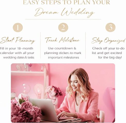 تقويم تخطيط الزفاف "I Do" - بديل لمخطط الزفاف غير مؤرخ لمدة 18 شهرًا، منظم الزفاف مع ملصقات وقوائم مرجعية، هدية خطوبة للعروس، تقويم العد التنازلي للزفاف in Kuwait