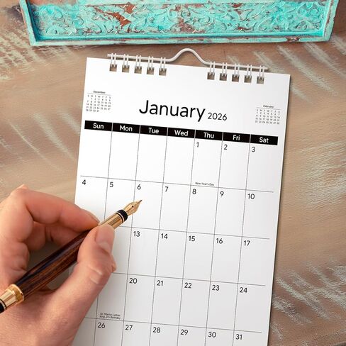2026-2028 Small Wall Calendar 8.5x5.5", 24 Months Mini Notepad Little Wall Calendar for Desk School Office Bulletin Board Kitchen RVs Fridge or Home Organizing(Black,Classic) in Saudi Arabia