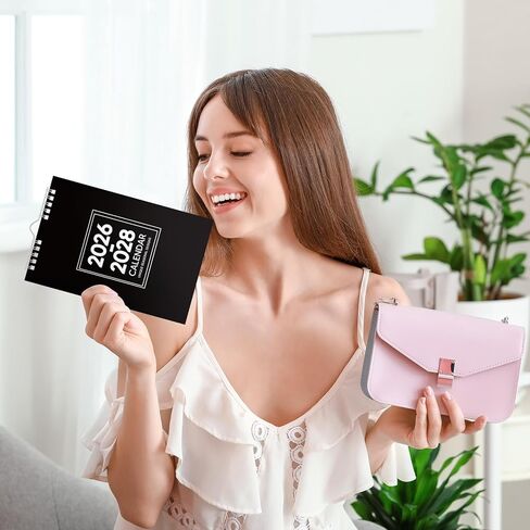 2026-2028 Small Wall Calendar 8.5x5.5", 24 Months Mini Notepad Little Wall Calendar for Desk School Office Bulletin Board Kitchen RVs Fridge or Home Organizing(Black,Classic) in Saudi Arabia
