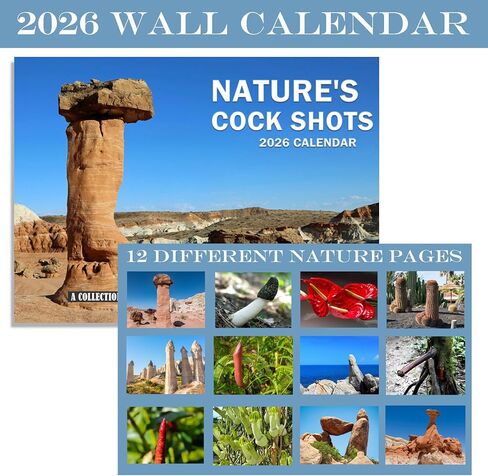 Nature's Cock Shots Calendar 2026,Nature'S Dick Calendar Natures Penis for Home Office White Elephant Gift Gag Gift in Kuwait