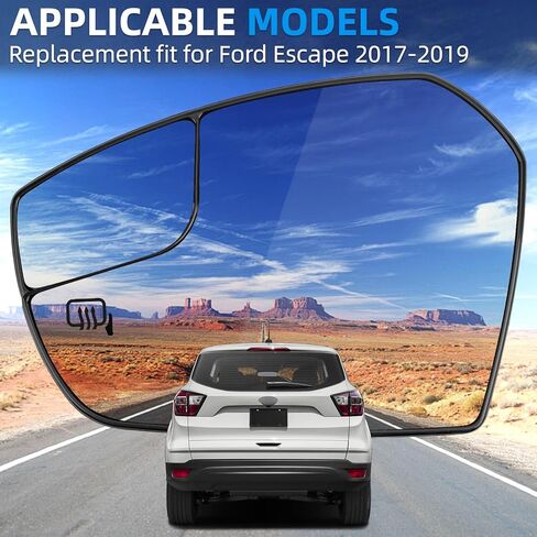 Driver Side Mirror Replacement for Ford Escape 2017 2018 2019 - Left Side Mirror Glass, Rear View Mirrors Glass with Power Heated in Saudi Arabia