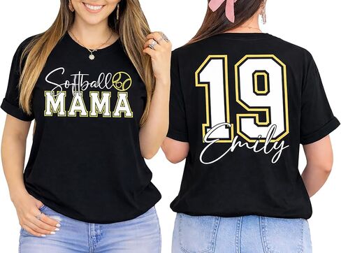 LOVELYPOD Personalized Softball Mom Shirt with Kids Name and Jersey Number, Softballs Shirts for Women, Softball Mama Gifts in Saudi Arabia