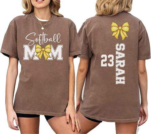 LOVELYPOD Personalized Softball Mom Shirt with Kids Name and Jersey Number, Softballs Shirts for Women, Softball Mama Gifts in Saudi Arabia