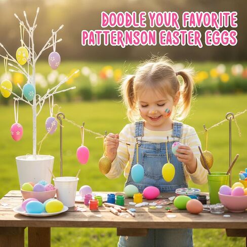 Hungdao 60 Pcs Multi Color Easter Egg Decorations Hanging Tree Ornaments Plastic Eggs Decor for Tree Kids Home Office Party Supplies Gifts Spring Decorations in Saudi Arabia