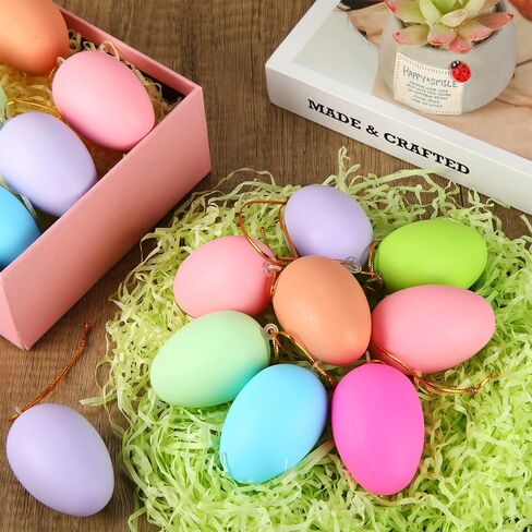 Hungdao 60 Pcs Multi Color Easter Egg Decorations Hanging Tree Ornaments Plastic Eggs Decor for Tree Kids Home Office Party Supplies Gifts Spring Decorations in Saudi Arabia