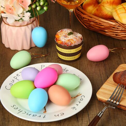 Hungdao 60 Pcs Multi Color Easter Egg Decorations Hanging Tree Ornaments Plastic Eggs Decor for Tree Kids Home Office Party Supplies Gifts Spring Decorations in Saudi Arabia