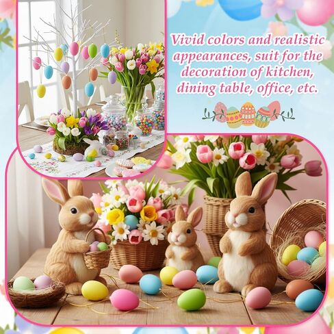 Hungdao 60 Pcs Multi Color Easter Egg Decorations Hanging Tree Ornaments Plastic Eggs Decor for Tree Kids Home Office Party Supplies Gifts Spring Decorations in Saudi Arabia