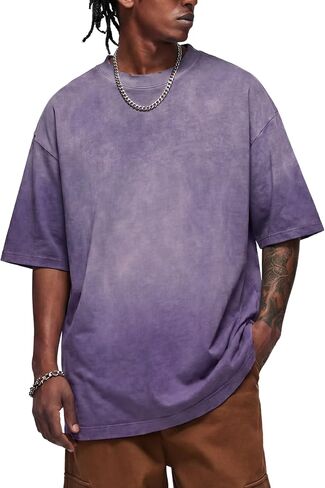 Vamtac Heavyweight T Shirts for Men Oversized Gradient Tshirt Wash Crewneck Short Sleeves Plain T Shirts Summer Cotton Tops in Saudi Arabia