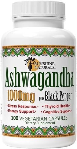 Ashwagandha & Black Pepper Dietary Supplement. 1000mg. 100 Capsule. in Kuwait