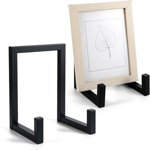 2 Pack Large Plate Stands for Display – 8 Inch Black Metal Easel Stands for Picture Frames, Books, Platters, Photos & Artwork – Industrial-Style Tabletop Display Holder (Iron, 6" x 5.7" x 8") in Kuwait