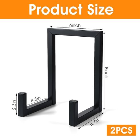 2 Pack Large Plate Stands for Display – 8 Inch Black Metal Easel Stands for Picture Frames, Books, Platters, Photos & Artwork – Industrial-Style Tabletop Display Holder (Iron, 6" x 5.7" x 8") in Kuwait