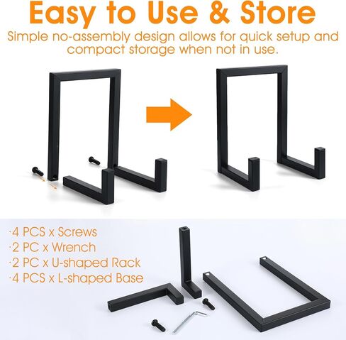 2 Pack Large Plate Stands for Display – 8 Inch Black Metal Easel Stands for Picture Frames, Books, Platters, Photos & Artwork – Industrial-Style Tabletop Display Holder (Iron, 6" x 5.7" x 8") in Kuwait