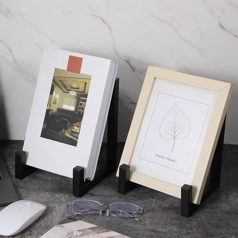 2 Pack Large Plate Stands for Display – 8 Inch Black Metal Easel Stands for Picture Frames, Books, Platters, Photos & Artwork – Industrial-Style Tabletop Display Holder (Iron, 6" x 5.7" x 8") in Kuwait