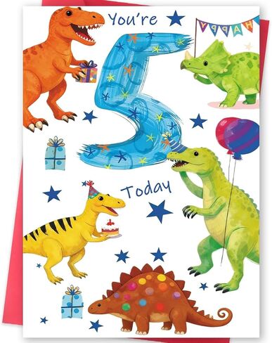 بطاقة عيد ميلاد خامسة للصبي، هدايا بطاقات عيد ميلاد عمرها 5 سنوات لابن ابن أخ حفيد، زينة هدايا عيد الميلاد الخامس - 8x5.3 بوصة، مزدوجة الجوانب in Kuwait