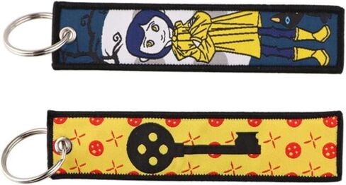Pinstant Coraline Cartoon Movie Tim Burton Keychain Key Tag Chain Fob Ring in Kuwait