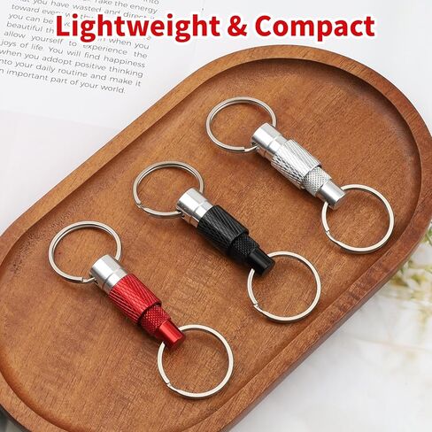 3 Pcs Quick Release Keychain, Detachable Aluminum Alloy Key Ring with 360° Rotation,Heavy Duty Dual Split Snap Lock Holder, Pull Apart Quick Disconnect Keychain for Car Keys (Silver, Black, Red) in Saudi Arabia