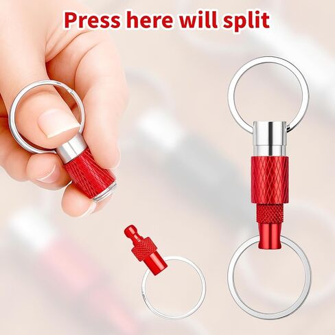 3 Pcs Quick Release Keychain, Detachable Aluminum Alloy Key Ring with 360° Rotation,Heavy Duty Dual Split Snap Lock Holder, Pull Apart Quick Disconnect Keychain for Car Keys (Silver, Black, Red) in Saudi Arabia