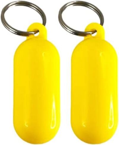 2 Pcs Yellow Boat Floating Keychains, 2.56x0.98in Buoy Float Key Pendant, Oval Shape Plastic Floating Key Ring, Water Sport Accessory for Boating Surfing Rowing Fishing Outdoor Sports,Kayak Hardware in Saudi Arabia