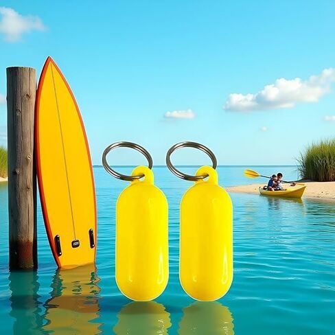 2 Pcs Yellow Boat Floating Keychains, 2.56x0.98in Buoy Float Key Pendant, Oval Shape Plastic Floating Key Ring, Water Sport Accessory for Boating Surfing Rowing Fishing Outdoor Sports,Kayak Hardware in Saudi Arabia