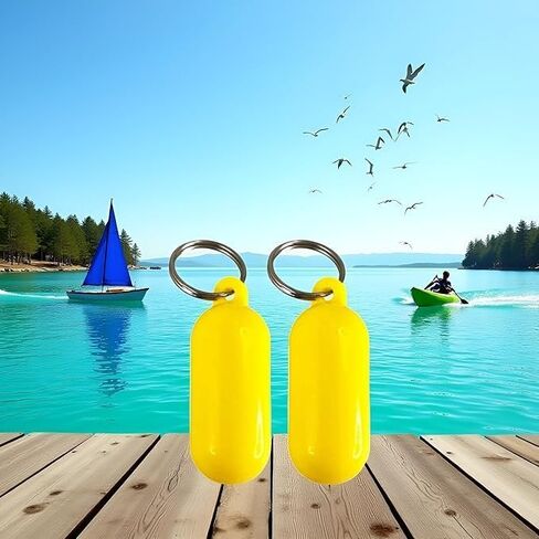 2 Pcs Yellow Boat Floating Keychains, 2.56x0.98in Buoy Float Key Pendant, Oval Shape Plastic Floating Key Ring, Water Sport Accessory for Boating Surfing Rowing Fishing Outdoor Sports,Kayak Hardware in Saudi Arabia