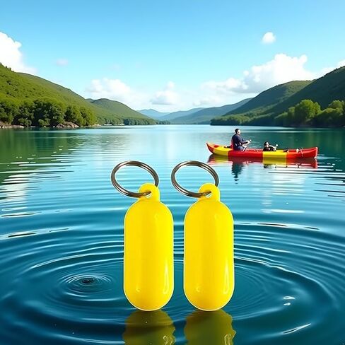 2 Pcs Yellow Boat Floating Keychains, 2.56x0.98in Buoy Float Key Pendant, Oval Shape Plastic Floating Key Ring, Water Sport Accessory for Boating Surfing Rowing Fishing Outdoor Sports,Kayak Hardware in Saudi Arabia