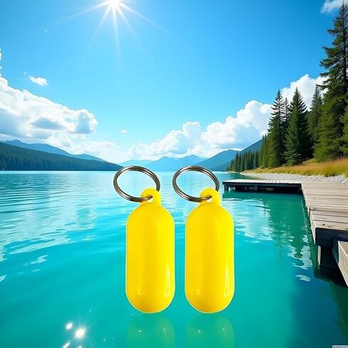 2 Pcs Yellow Boat Floating Keychains, 2.56x0.98in Buoy Float Key Pendant, Oval Shape Plastic Floating Key Ring, Water Sport Accessory for Boating Surfing Rowing Fishing Outdoor Sports,Kayak Hardware in Saudi Arabia