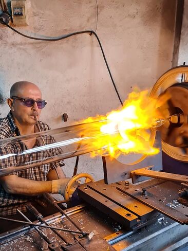 DEMMEX Turkish Moroccan Ottoman Era Style Antique Vintage Standing Floor Lamp, Antique Brass Metal Body, Shatterproof Pyrex Glass, 5.5 ft -165cm in Kuwait