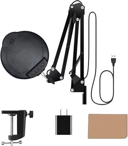 15X Magnifying Glass with Light and Clamp, 5 Color Modes 10 Levels Adjustable Brightness, 2-in-1 Desk Lamp with Clamp, Hands Free Magnifier with Dust Cover for Craft Hobby Reading Repair Close Works in Kuwait