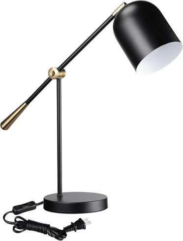 TORCHSTAR Adjustable Desk Lamp Aesthetic, AC 110-120V, Swing Arm Task Desk Lamp, Max 60W, E26 Base, Bulb Not Included, Metal Decor Desktop Lamp with On/Off Switch, for Work, Study, Home Office, Black in Saudi Arabia