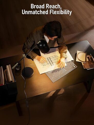 TORCHSTAR Adjustable Desk Lamp Aesthetic, AC 110-120V, Swing Arm Task Desk Lamp, Max 60W, E26 Base, Bulb Not Included, Metal Decor Desktop Lamp with On/Off Switch, for Work, Study, Home Office, Black in Saudi Arabia