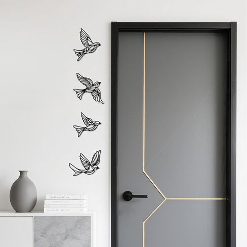 YATEASLU Bird Wall Art Set - Minimalist Metal Bird Decor for Indoor & Outdoor Spaces, Modern Wall Decor Sculpture, Minimalist Black Outdoor Wall Art for Home & Garden in Kuwait