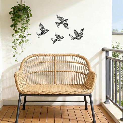 YATEASLU Bird Wall Art Set - Minimalist Metal Bird Decor for Indoor & Outdoor Spaces, Modern Wall Decor Sculpture, Minimalist Black Outdoor Wall Art for Home & Garden in Kuwait