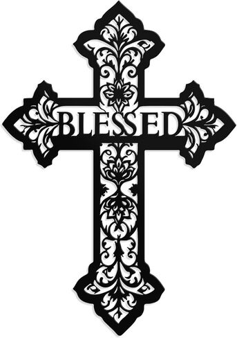 Hnatzu Cross Wall Decor – Blessed Floral Metal Art – Christian Home & Wall Blessing Decor for Indoor in Saudi Arabia